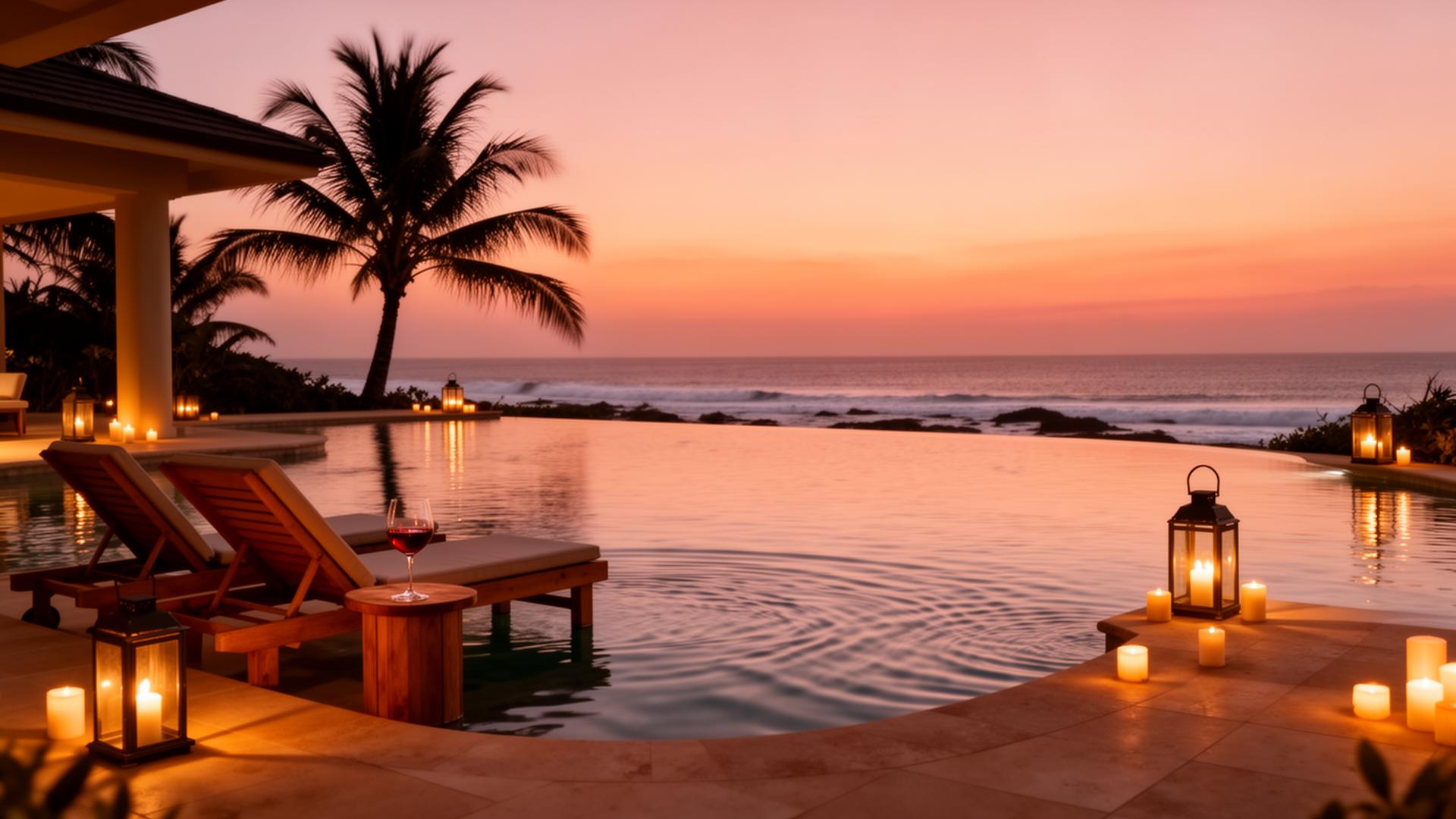 Sonnenuntergang am Pool